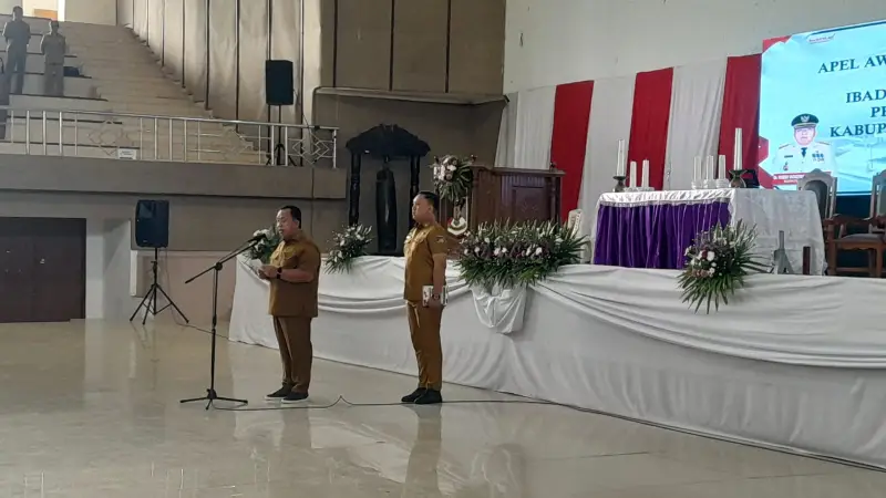 Bupati Robby Dondokambey pimpin apel kerja bulan Maret 2026 ASN Pemkab Minahasa