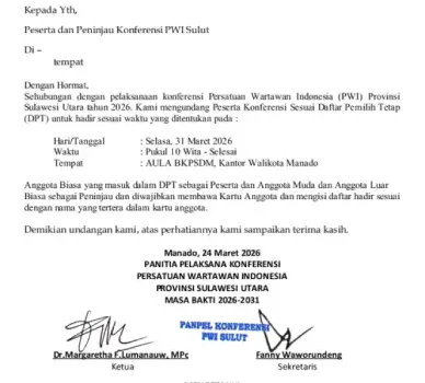 Konferensi pemilihan ketua PWI Sulut 2026