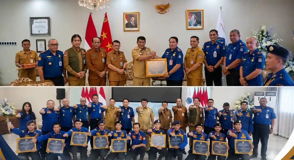 Gubernur Yulius berikan penghargaan kepada personil Damkar Manado
