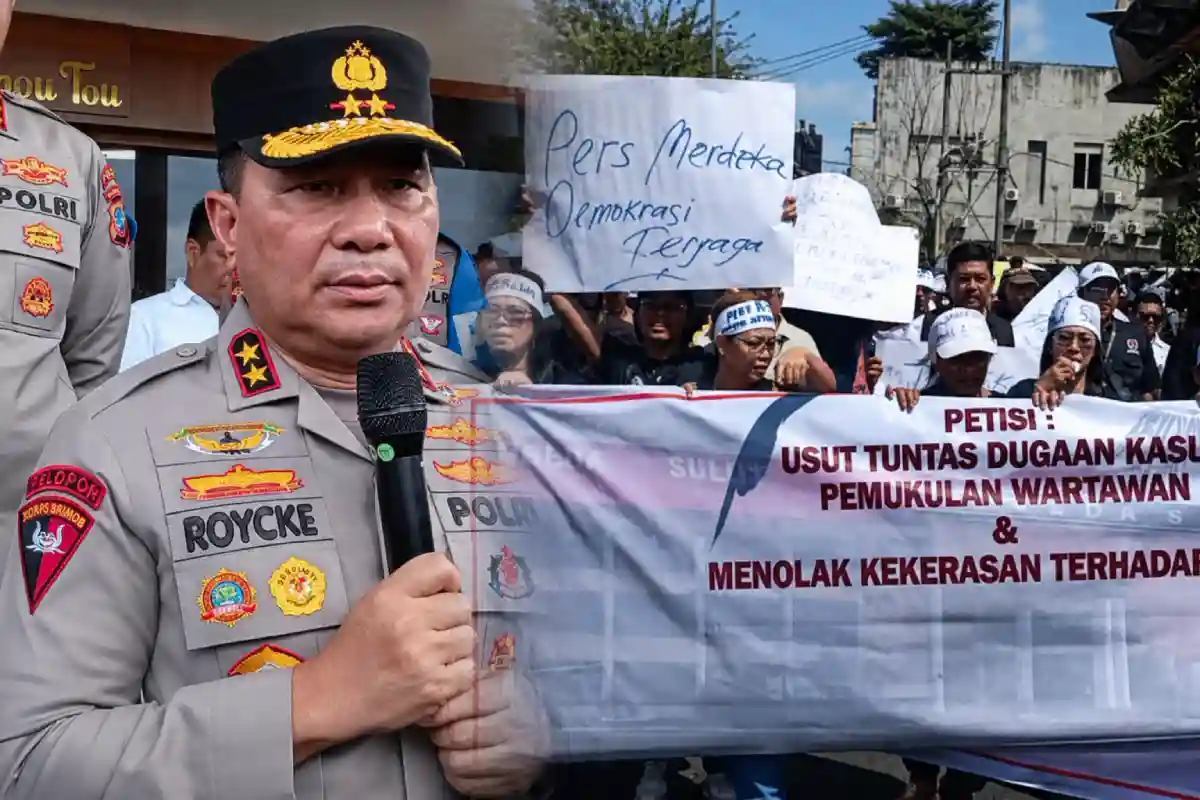 Aksi damai Wartawan di Mapolda Sulut